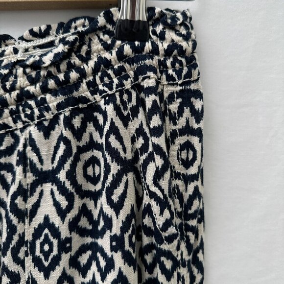 Cali1850 Navy White Smocked Drawstring Waist Wide Leg Pants Linen Blend Women S - Picture 11 of 16